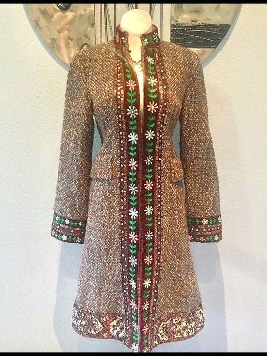 Jackets & Blazers - Nanette Lepore *Embellished Tweed *Coat Embroidered Floral Trim Tweed Jacket (M)